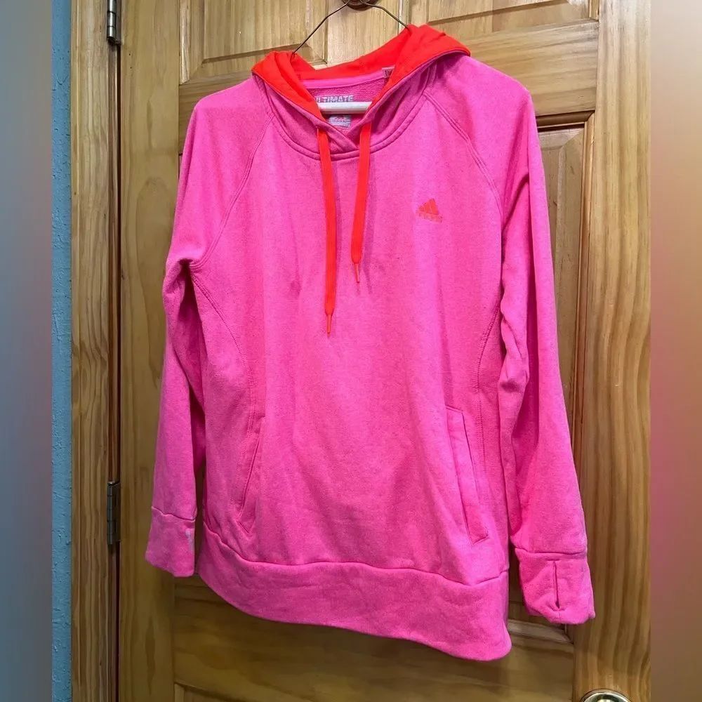 Adidas women’s hot pink and orange hoodie size L